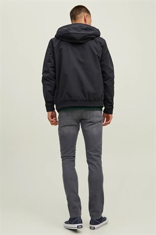 Jack & Jones JJERUSH HOOD BOMBER NOOS Erkek Mont Black 12200208