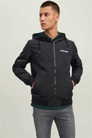 Jack & Jones JJERUSH HOOD BOMBER NOOS Erkek Mont Black 12200208
