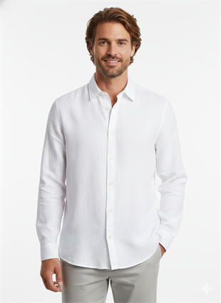 Jack & Jones JJESUMMER Erkek Keten Gömlek Beyaz 12248384