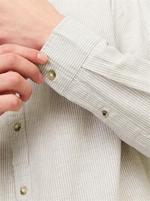 Jack & Jones JJESUMMER Erkek Keten Gömlek Krem Bej 12248384