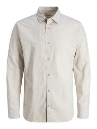 Jack & Jones JJESUMMER Erkek Keten Gömlek Krem Bej 12248384