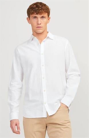 Jack & Jones JJESUMMER Erkek Keten Gömlek Beyaz 12248384