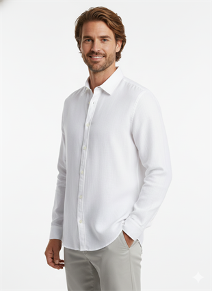 Jack & Jones JJESUMMER Erkek Keten Gömlek Beyaz 12248384