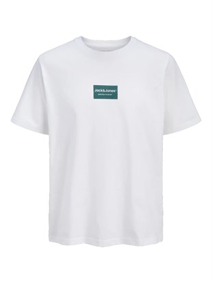 Jack & Jones JJFRANK TEE SS CREW NECK Logolu Erkek Beyaz Tişört 12288092