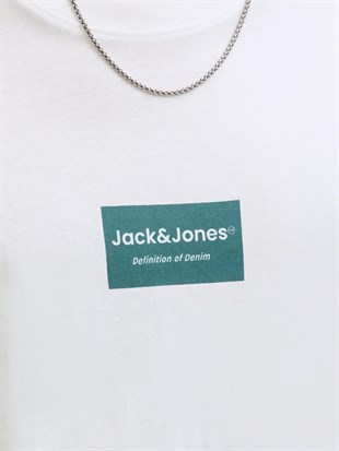 Jack & Jones JJFRANK TEE SS CREW NECK Logolu Erkek Beyaz Tişört 12288092
