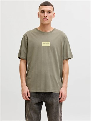 Jack & Jones JJFRANK TEE SS CREW NECK Logolu Erkek Vetiver Tişört 12288092