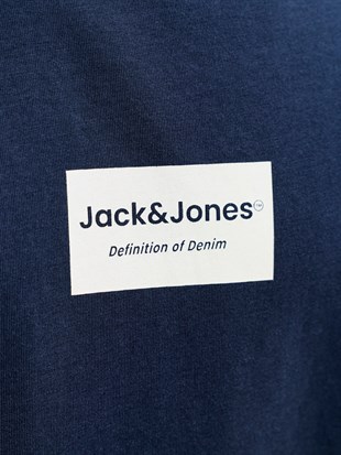 Jack & Jones JJFRANK TEE SS CREW NECK Logolu Erkek Navy Blazer Tişört 12288092