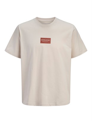Jack & Jones JJFRANK TEE SS CREW NECK Logolu Erkek Moonbeam Tişört 12288092