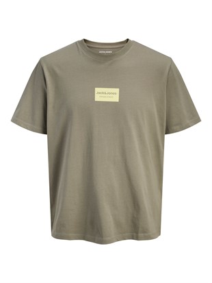 Jack & Jones JJFRANK TEE SS CREW NECK Logolu Erkek Vetiver Tişört 12288092