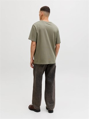 Jack & Jones JJFRANK TEE SS CREW NECK Logolu Erkek Vetiver Tişört 12288092