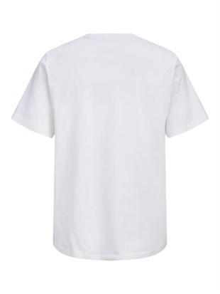 Jack & Jones JJFRANK TEE SS CREW NECK Logolu Erkek Beyaz Tişört 12288092