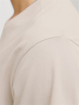 Jack & Jones JJFRANK TEE SS CREW NECK Logolu Erkek Moonbeam Tişört 12288092