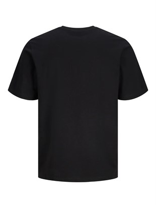 Jack & Jones JJHONOLULU SHAPE TEE SS CREW NECK LN Logolu Erkek Siyah Tişört 12288088