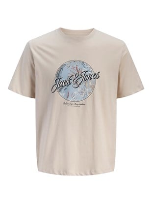 Jack & Jones JJHONOLULU SHAPE TEE SS CREW NECK LN Logolu Erkek Moonbeam Tişört 12288088