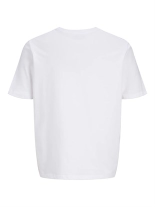 Jack & Jones JJHONOLULU SHAPE TEE SS CREW NECK LN Logolu Erkek Beyaz Tişört 12288088