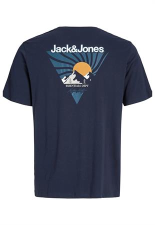 Jack & Jones JJMINE Logolu Sırtı Baskılı Lacivert Erkek Tişört 12278513