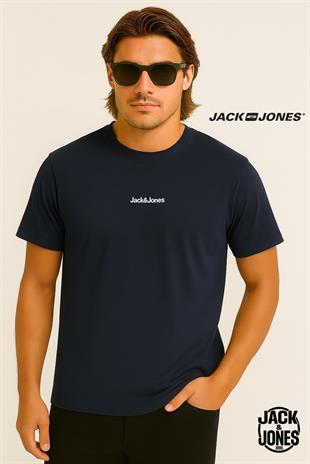 Jack & Jones JJMINE Logolu Sırtı Baskılı Lacivert Erkek Tişört 12278513