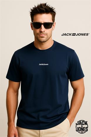 Jack & Jones JJMINE Logolu Sırtı Baskılı Lacivert Erkek Tişört 12278513