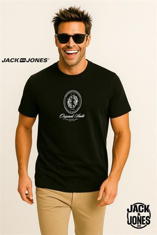 Jack & Jones JJORDIA GRAPHIC Logolu Siyah Erkek Tişört 12286609
