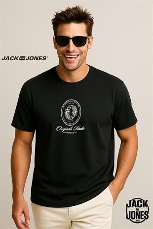 Jack & Jones JJORDIA GRAPHIC Logolu Siyah Erkek Tişört 12286609