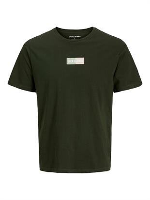 Jack & Jones JJPAN Logo Baskılı Koyu Yeşil Erkek Tişört 12278509