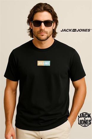 Jack & Jones JJPAN Logo Baskılı Siyah Erkek Tişört 12278509