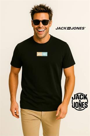 Jack & Jones JJPAN Logo Baskılı Siyah Erkek Tişört 12278509