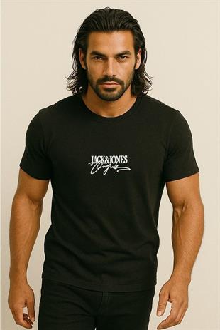 Jack & Jones JORALMERIA BRANDING J&J Logolu Erkek Siyah Tişört 12276784