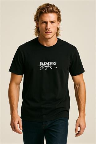 Jack & Jones JORALMERIA BRANDING J&J Logolu Erkek Siyah Tişört 12276784