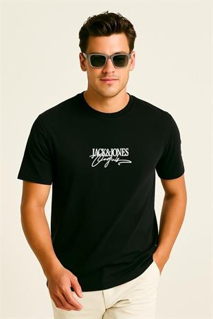 Jack & Jones JORALMERIA BRANDING J&J Logolu Erkek Siyah Tişört 12276784