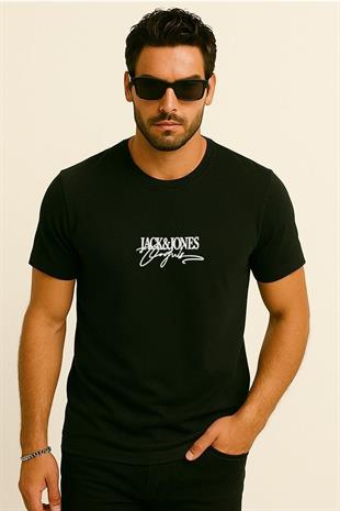 Jack & Jones JORALMERIA BRANDING J&J Logolu Erkek Siyah Tişört 12276784