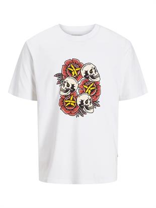 Jack & Jones JORANATOMY SKULL Logolu Beyaz Erkek Tişört 12272966