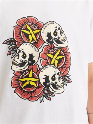 Jack & Jones JORANATOMY SKULL Logolu Beyaz Erkek Tişört 12272966