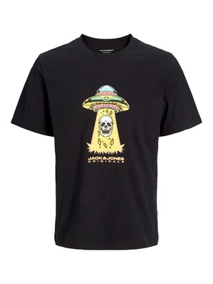 Jack & Jones JORANATOMY SKULL Logolu Siyah Erkek Tişört 12272966
