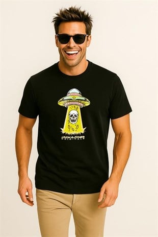 Jack & Jones JORANATOMY SKULL Logolu Siyah Erkek Tişört 12272966