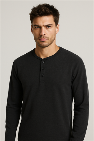 Jack & Jones JORAUSTIN Siyah Melanj Hakim Yaka Triko Kazak 12277971