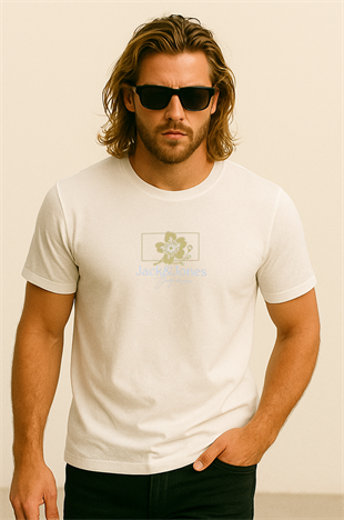 Jack & Jones JORAZUR J&J Logolu Erkek Beyaz Tişört 12286056