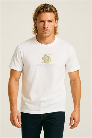Jack & Jones JORAZUR J&J Logolu Erkek Beyaz Tişört 12286056
