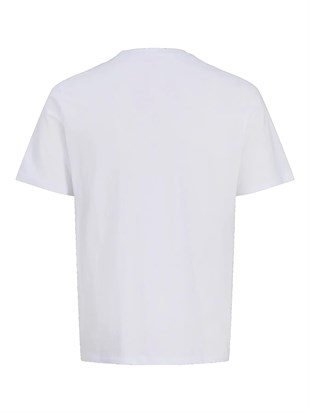 Jack & Jones JORCATSKILLS FRONT TEE SS CN FST Logolu Erkek Beyaz Tişört 12297891