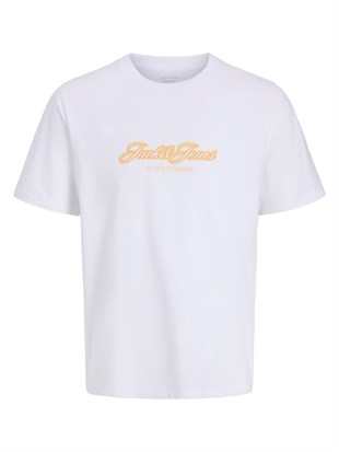Jack & Jones Jorcatskills Logo Baskılı Erkek Beyaz Tişört 12297893-Bright White