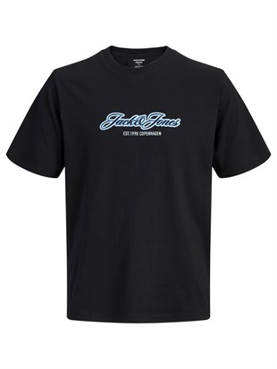 Jack & Jones Jorcatskills Logo Baskılı Erkek Siyah Tişört 12297893-Black