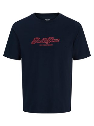 Jack & Jones Jorcatskills Logo Baskılı Erkek Koyu Lacivert Tişört 12297893-Sky Captain