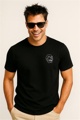 Jack & Jones JORLAMIN Kuru Kafa Skull Logo Sırt Baskılı Black Erkek Tişört 12272692