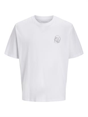 Jack & Jones JORLAMIN Skull Logo Sırt Baskılı White Erkek Tişört 12272692