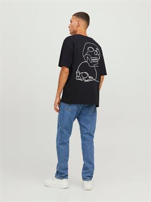 Jack & Jones JORLAMIN Kuru Kafa Skull Logo Sırt Baskılı Black Erkek Tişört 12272692