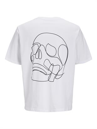 Jack & Jones JORLAMIN Skull Logo Sırt Baskılı White Erkek Tişört 12272692