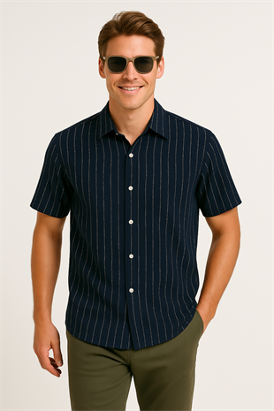 Jack & Jones JOSHUA LOOSE Erkek Kısa Kollu Gömlek Lacivert 12262660