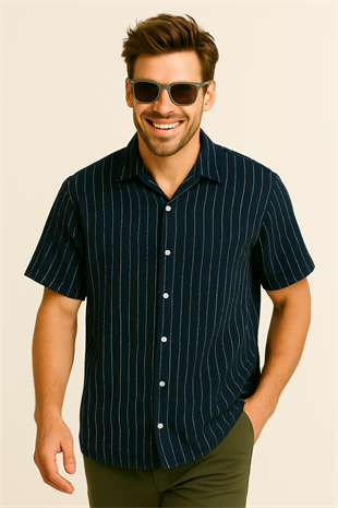 Jack & Jones JOSHUA LOOSE Erkek Kısa Kollu Gömlek Lacivert 12262660