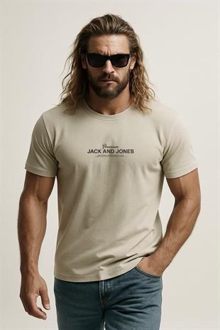 Jack & Jones JPRBLAFERRIS J&J Logolu Erkek Bej Tişört 12282250