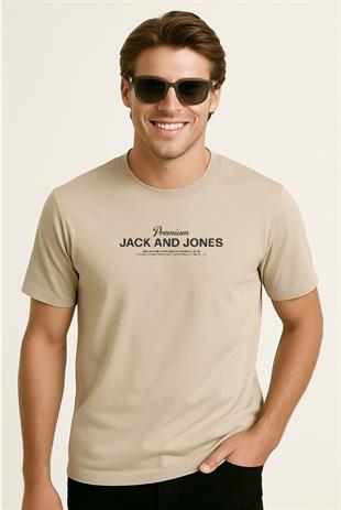 Jack & Jones JPRBLAFERRIS J&J Logolu Erkek Bej Tişört 12282250